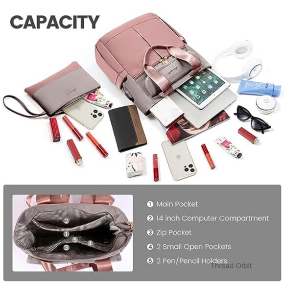 Convertible Mini Backpack Tote with Clutch, Water-Repellent Polyester Daypack